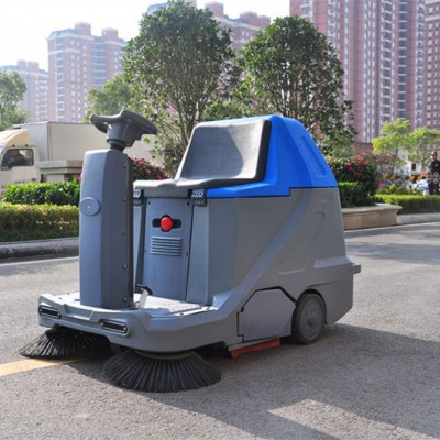 ride on double brush floor sweeper with battery powered